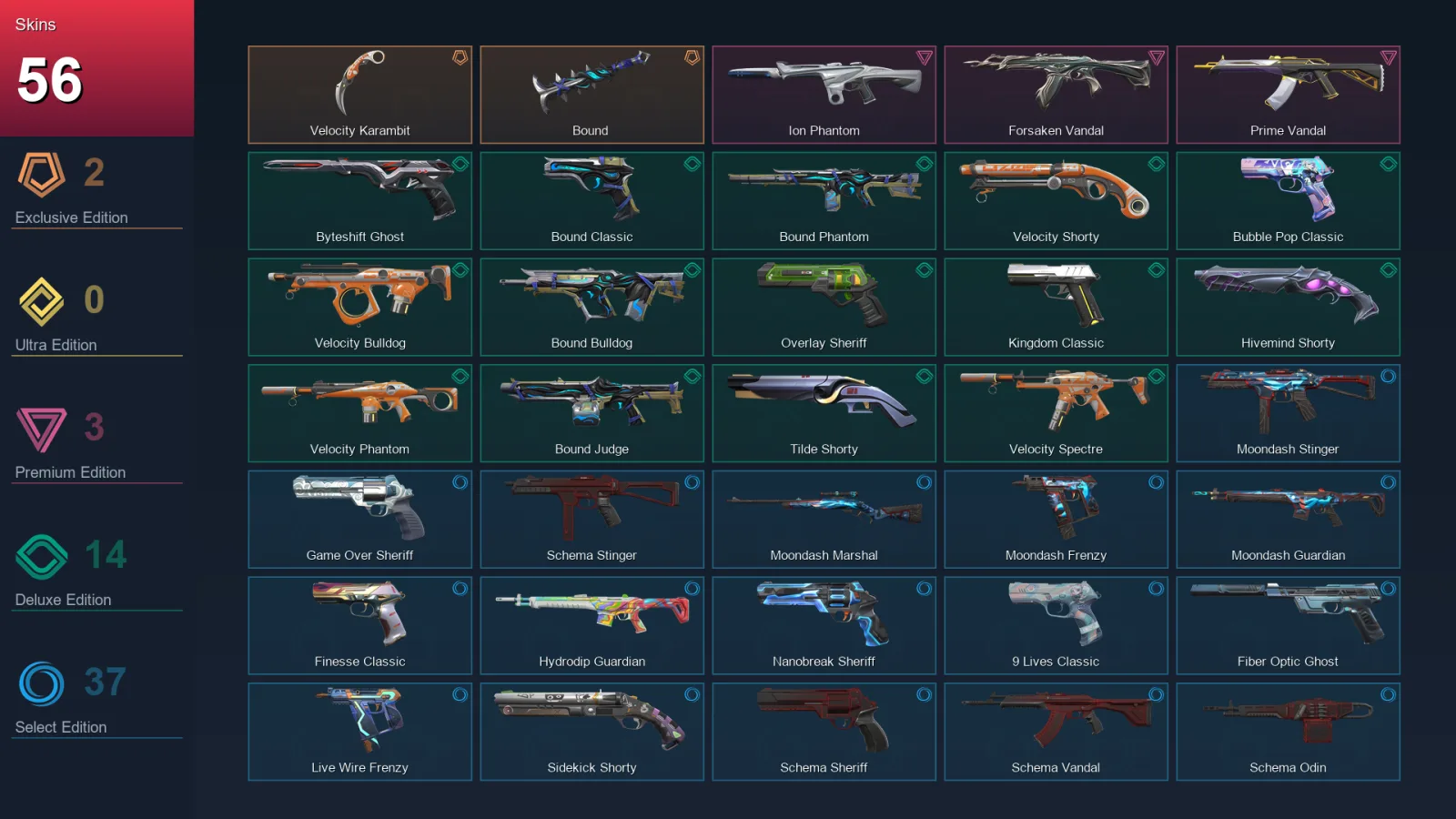 LA | Lv345 | Unranked | 56 Skin | 27 Agent | 161 Buddy