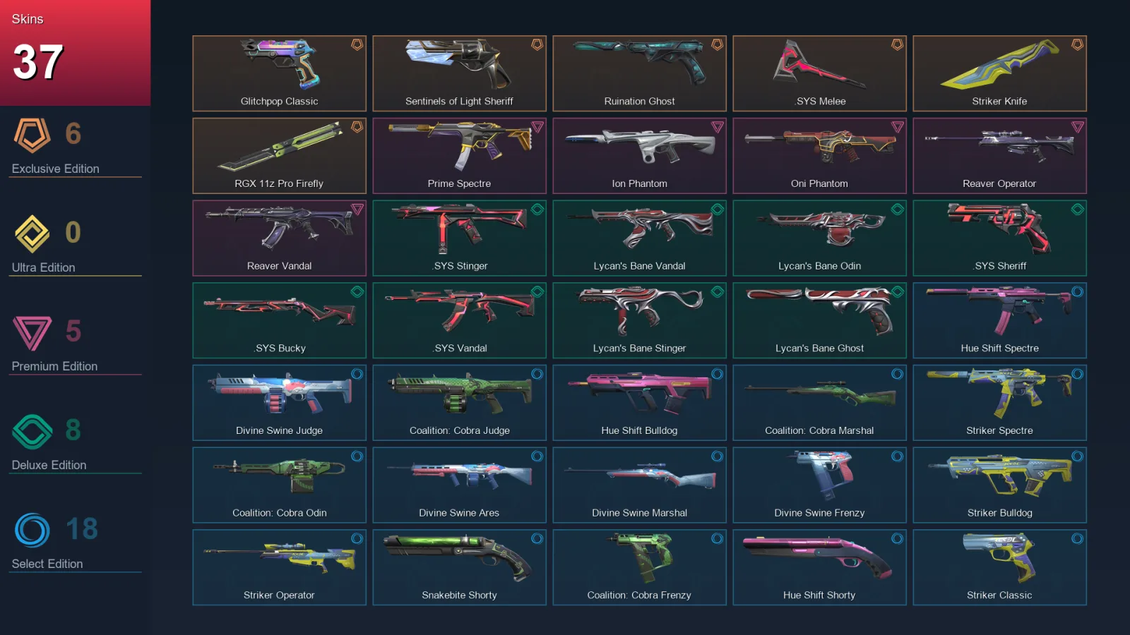 NA | Lv97 | Unranked | 37 Skin | 22 Agent | 46 Buddy — Valorant account