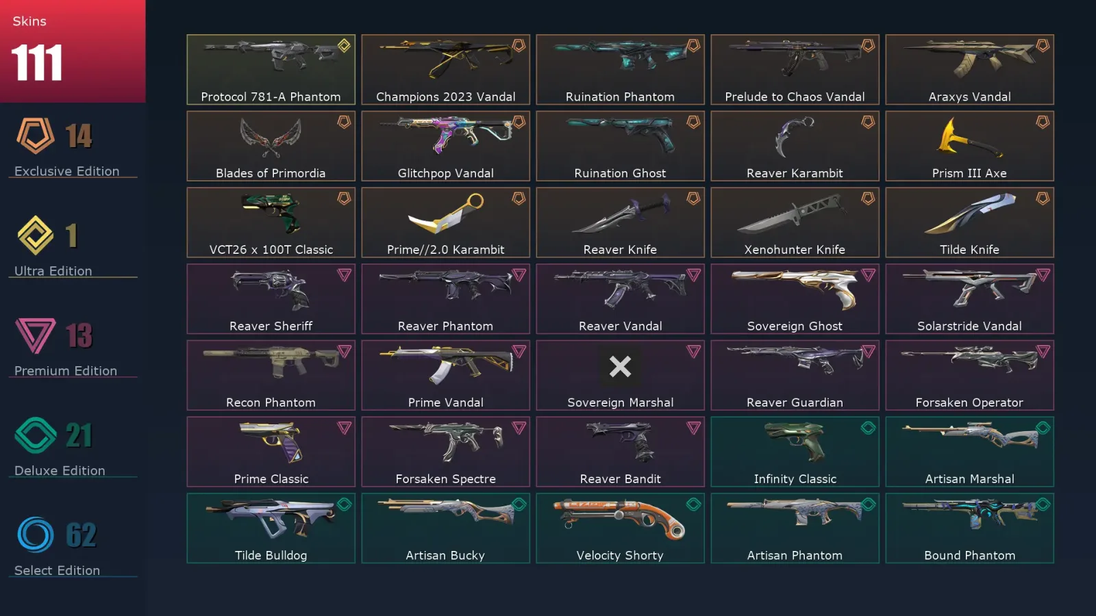[Valorant] | EU | Level 365 | Ascendant 1 | 29 Agents | 111 Skins — Valorant account