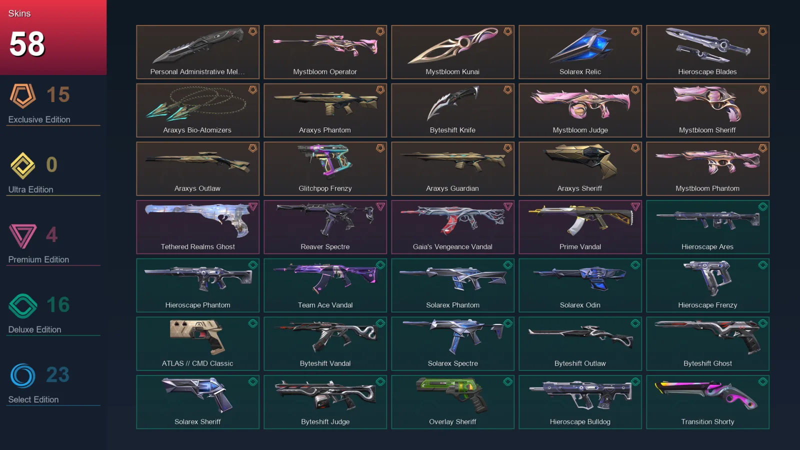 NA | Lv171 | Unranked | 58 Skin | 28 Agent | 89 Buddy — Valorant account