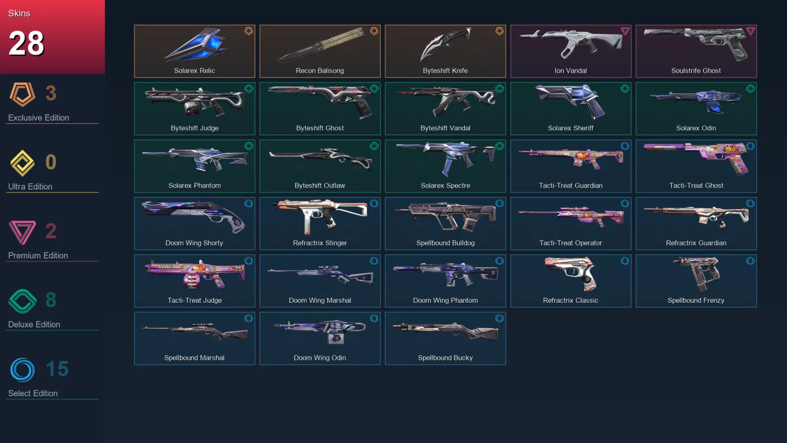 EU | Lv52 | Unranked | 28 Skin | 18 Agent | 32 Buddy