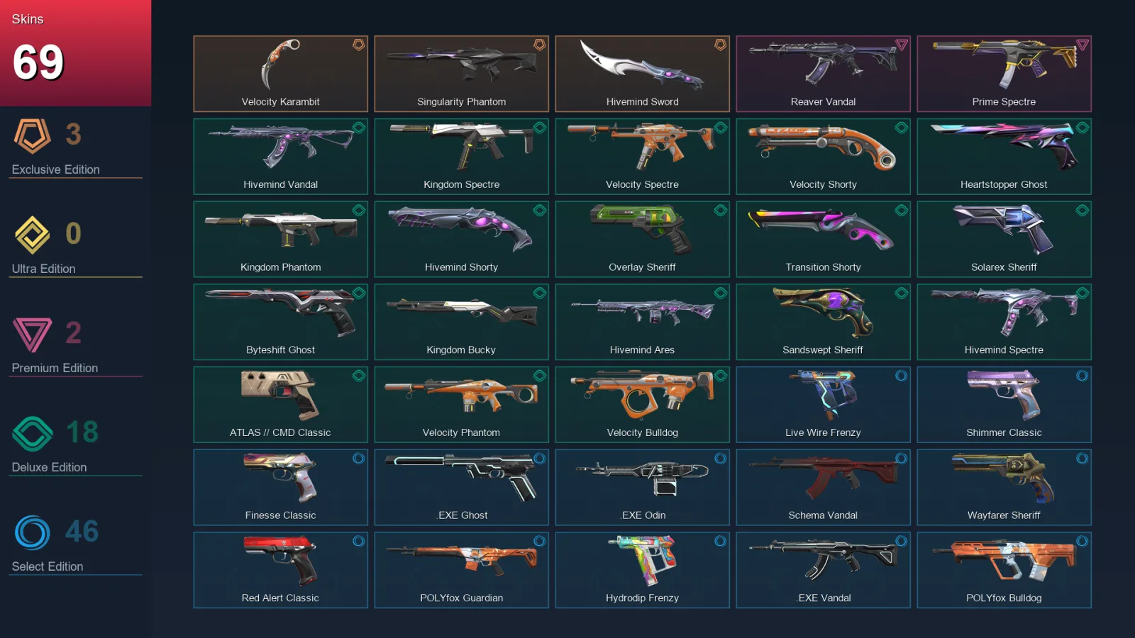 AP | Lv413 | Unranked | 69 Skin | 28 Agent | 167 Buddy