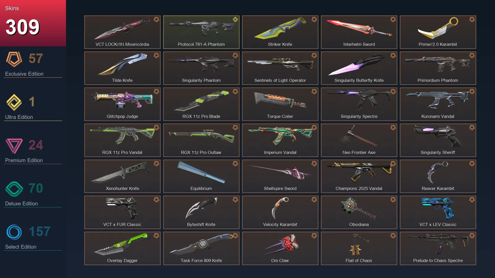 AP | Lv422 | Unranked | 309 Skin | 29 Agent | 286 Buddy