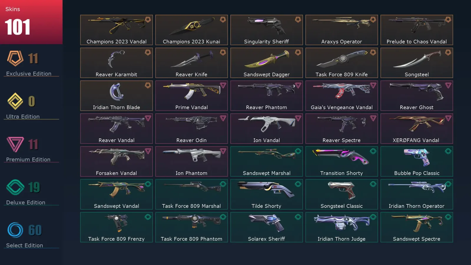 [Valorant] | EU | Level 500 | 28 Agents | 101 Skins — Valorant account