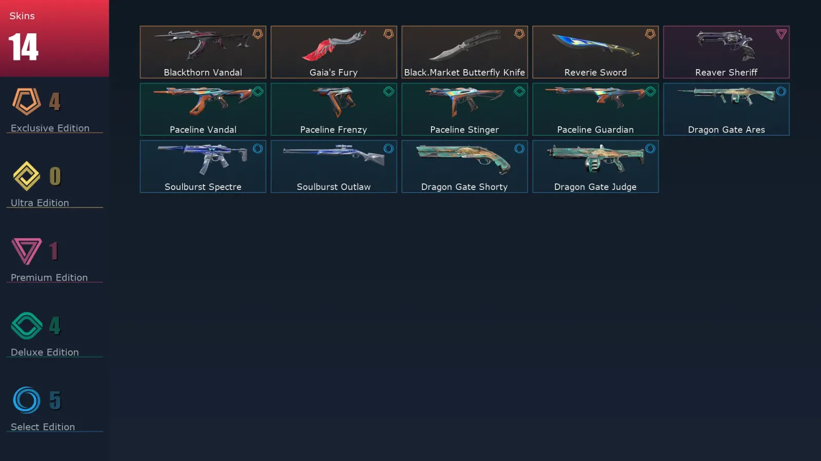 [Valorant] | EU | Level 25 | 10 Agents | 14 Skins