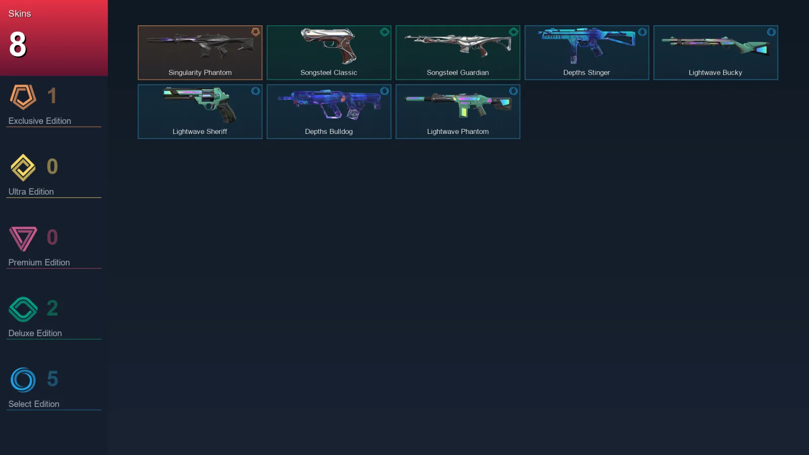 NA | Lv1 | Unranked | 8 Skin | 7 Agent | 6 Buddy