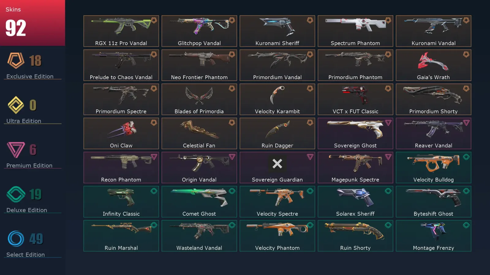 [Valorant] | EU | Level 1 | Immortal 1 | 29 Agents | 92 Skins — Valorant account