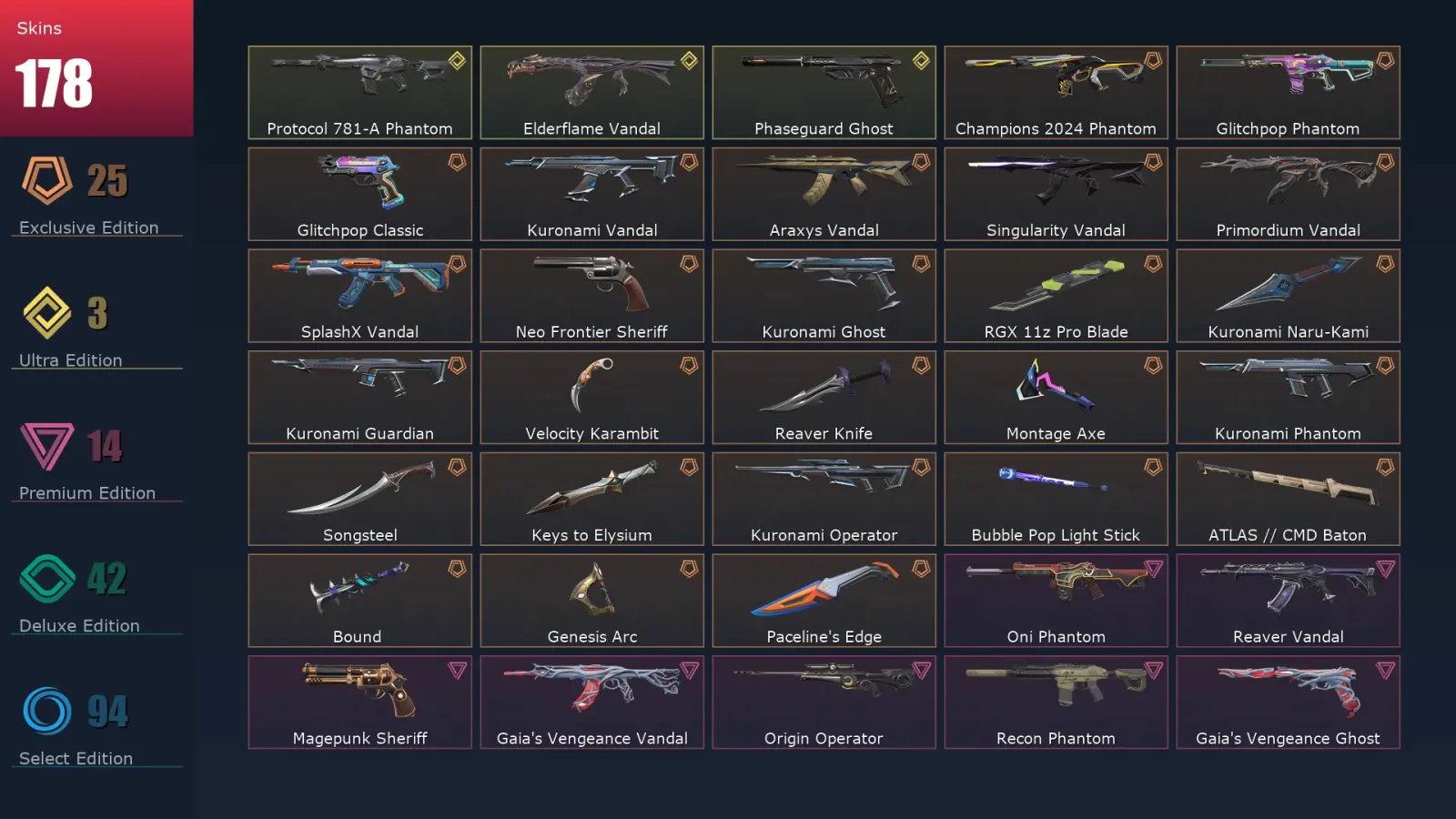 [Valorant] | EU | Level 288 | Platinum 2 | 29 Agents | 178 Skins — Valorant account