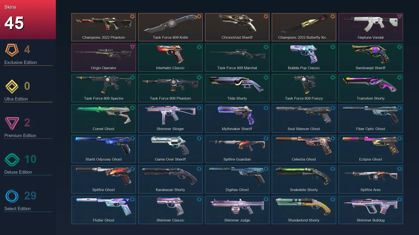 AP | Lv378 | Unranked | 45 Skin | 28 Agent | 129 Buddy