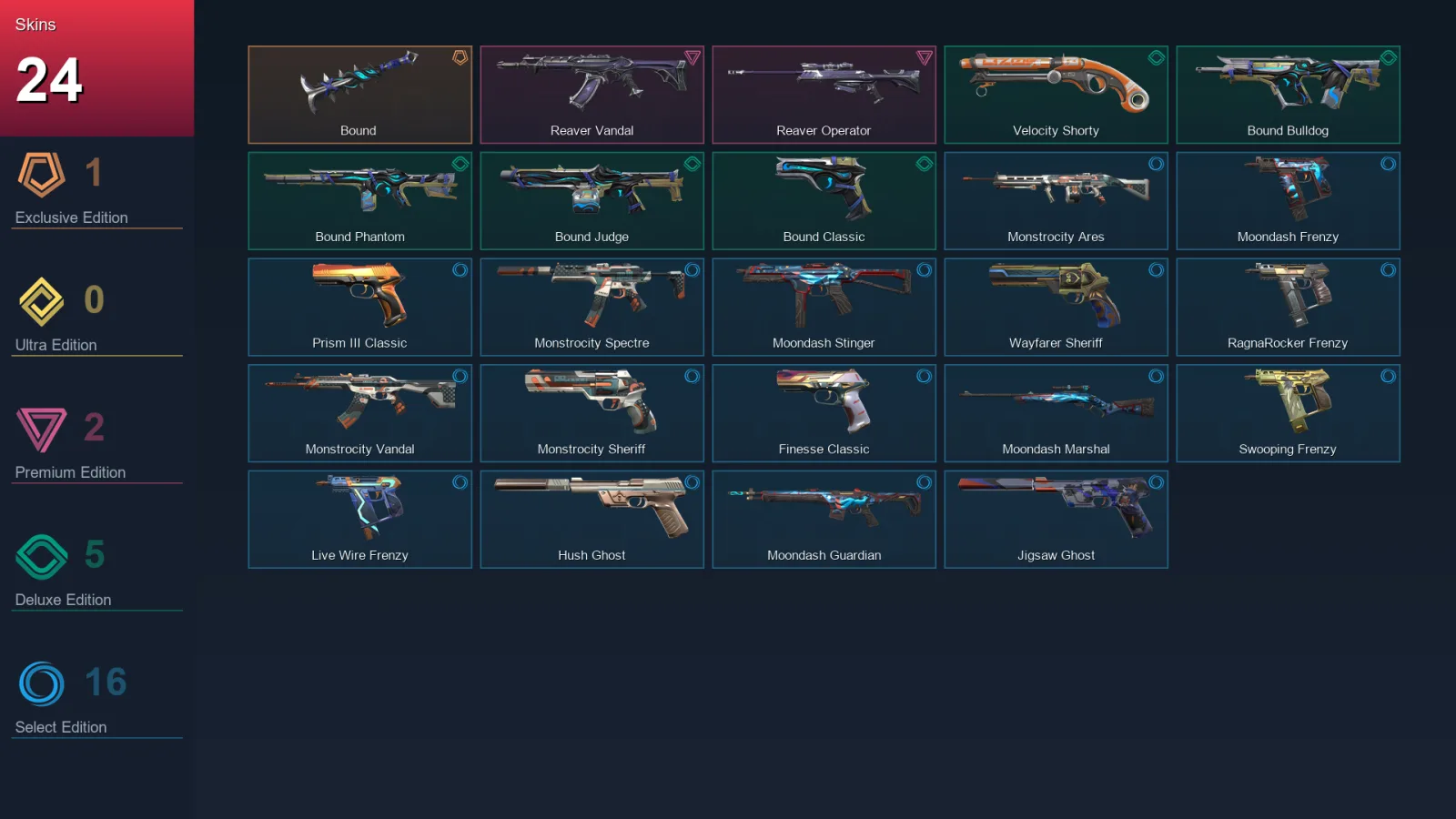 AP | Lv171 | Unranked | 24 Skin | 24 Agent | 73 Buddy — Valorant account