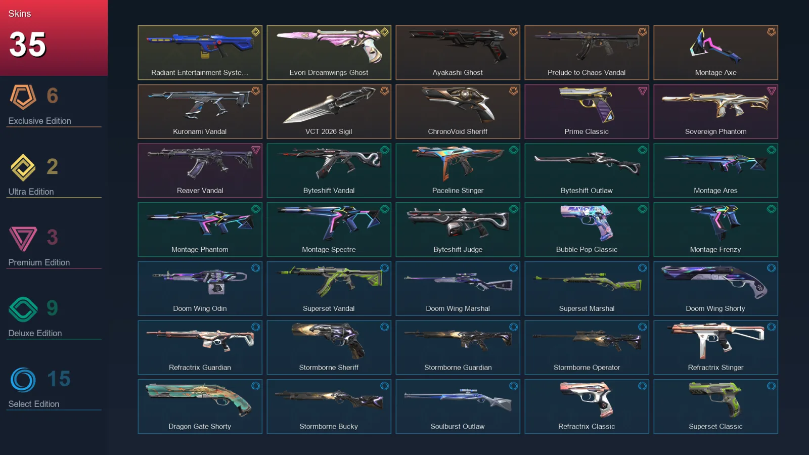 EU | Lv61 | Unranked | 35 Skin | 20 Agent | 36 Buddy