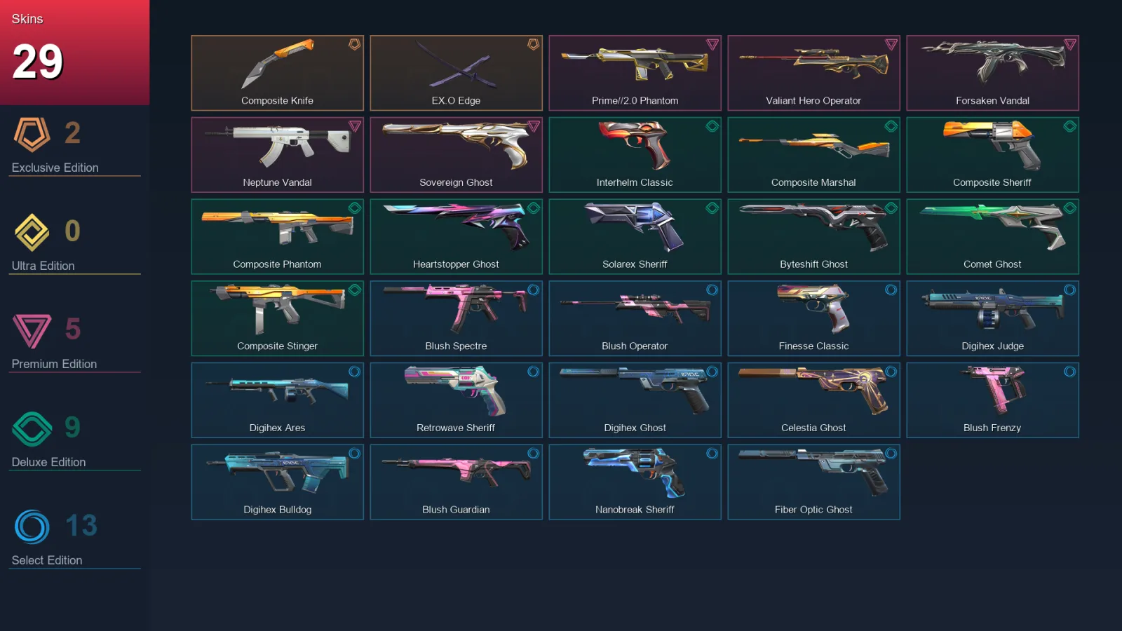 EU | Lv206 | Unranked | 29 Skin | 28 Agent | 82 Buddy — Valorant account