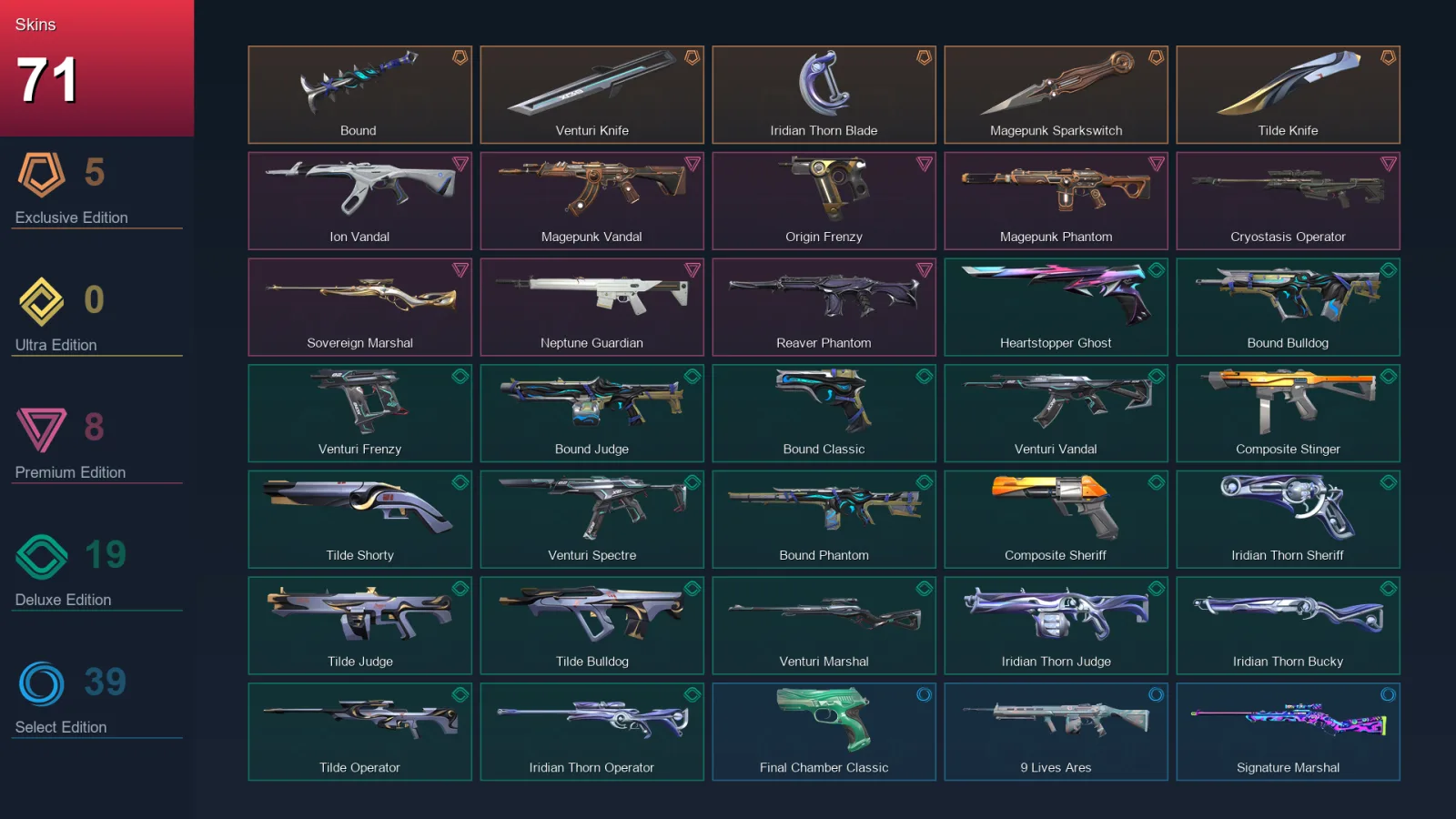 AP | Lv151 | Unranked | 71 Skin | 28 Agent | 69 Buddy — Valorant account
