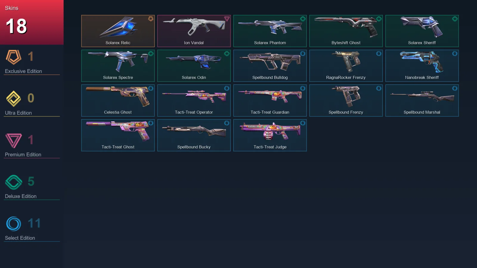 AP | Solarex Relic | Ion Vandal | Solarex Phantom | Byteshift Ghost | 18 Skin | 27 Agent | 58 Buddy | Lv133