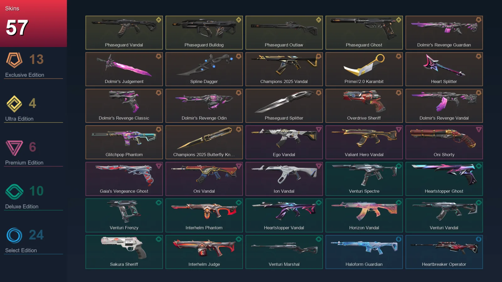 EU | Lv103 | Unranked | 57 Skin | 28 Agent | 68 Buddy — Heartbreaker Bulldog
