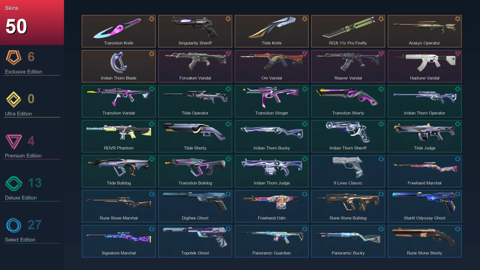 AP | Lv138 | Unranked | 50 Skin | 24 Agent | 70 Buddy