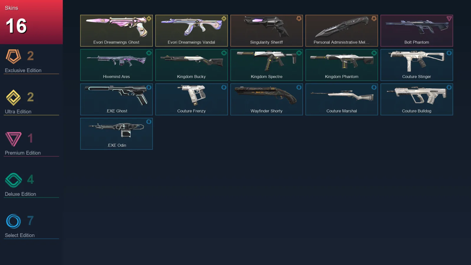 EU | Lv38 | Unranked | 16 Skin | 15 Agent | 31 Buddy
