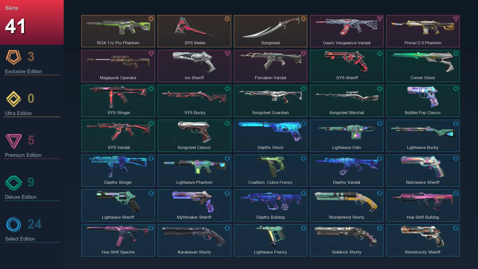 AP | Lv198 | Unranked | 41 Skin | 28 Agent | 96 Buddy — Valorant account