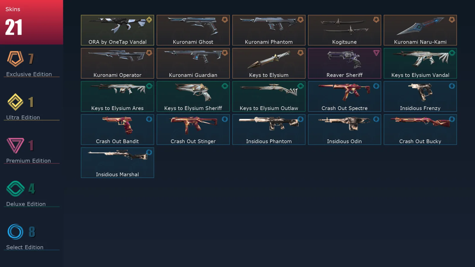 [Valorant] | EU | Level 51 | 14 Agents | 21 Skins