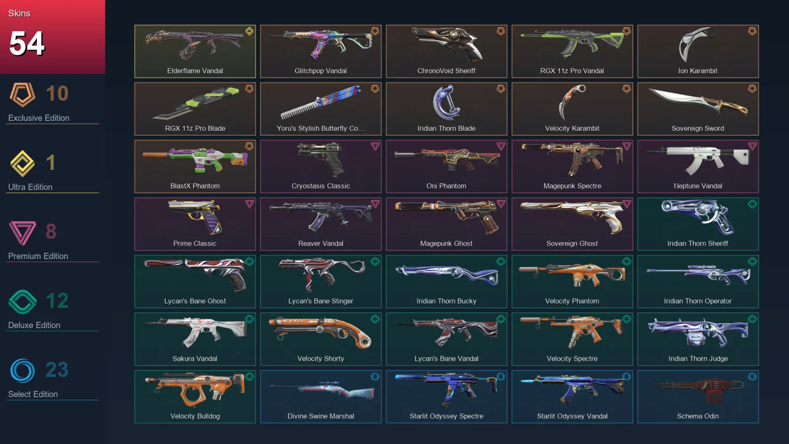 EU | Lv85 | Unranked | 54 Skin | 25 Agent | 57 Buddy