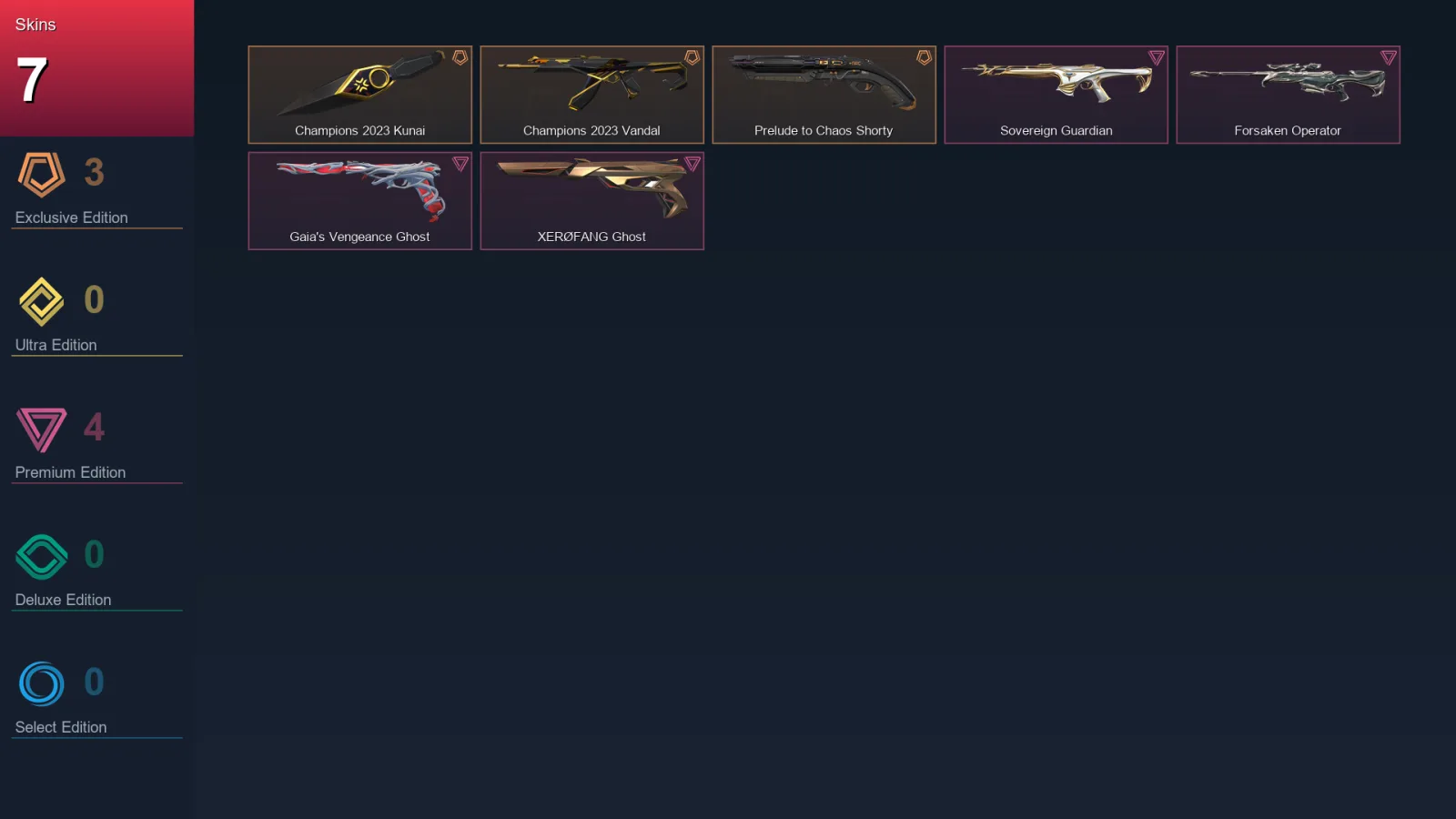 AP | Lv20 | Unranked | 7 Skin | 8 Agent | 9 Buddy