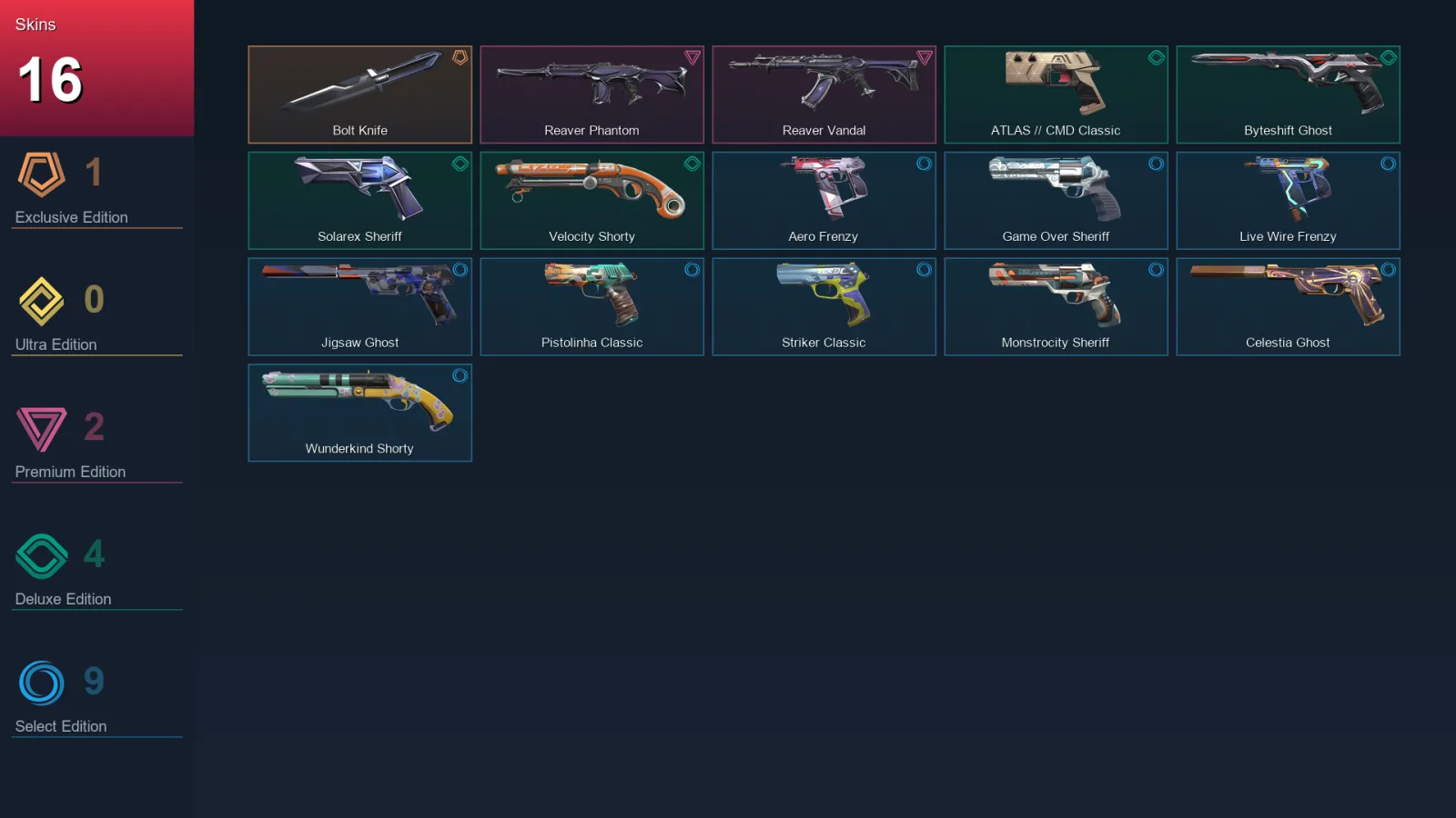 EU | Bolt Knife | Reaver Phantom | Reaver Vandal | ATLAS // CMD Classic | 16 Skin | 28 Agent | 86 Buddy | Lv211