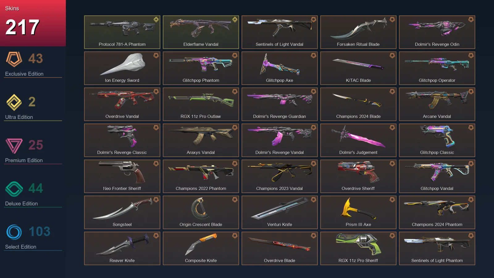 EU | Lv435 | Unranked | 217 Skin | 29 Agent | 226 Buddy