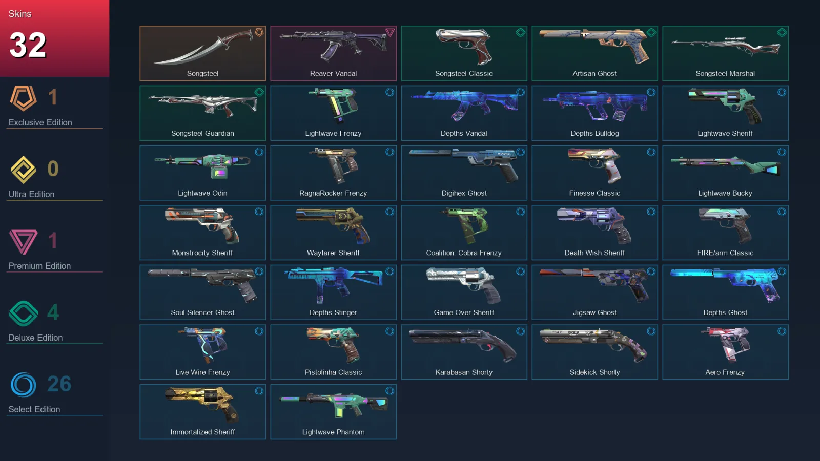 AP | Lv226 | Unranked | 32 Skin | 26 Agent | 97 Buddy