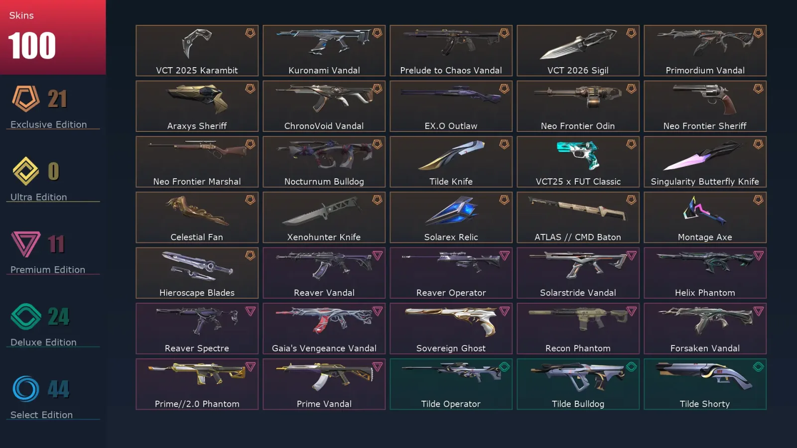 [Valorant] | EU | Level 232 | Ascendant 1 | 29 Agents | 100 Skins