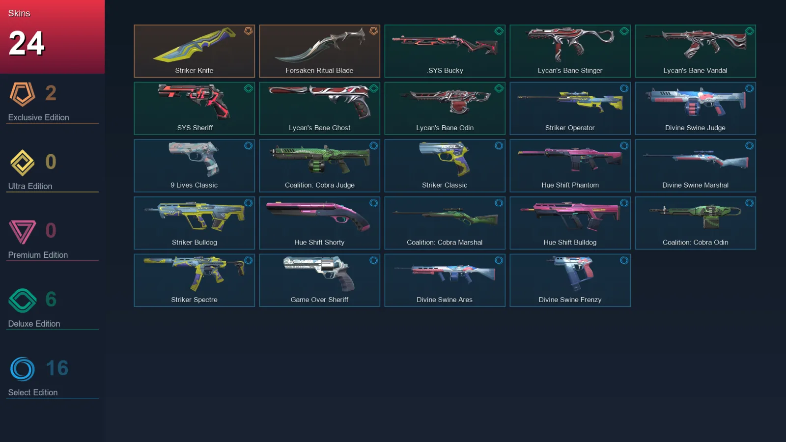 EU | Lv89 | Unranked | 24 Skin | 23 Agent | 47 Buddy