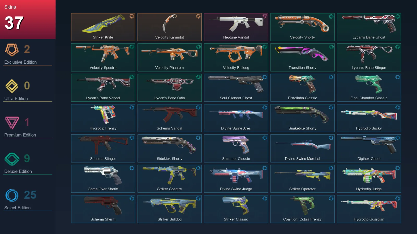 BR | Lv162 | Unranked | 37 Skin | 25 Agent | 75 Buddy