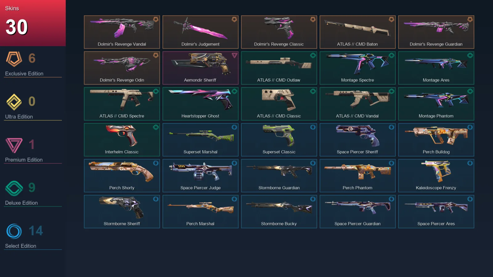 AP | Lv92 | Unranked | 30 Skin | 16 Agent | 35 Buddy