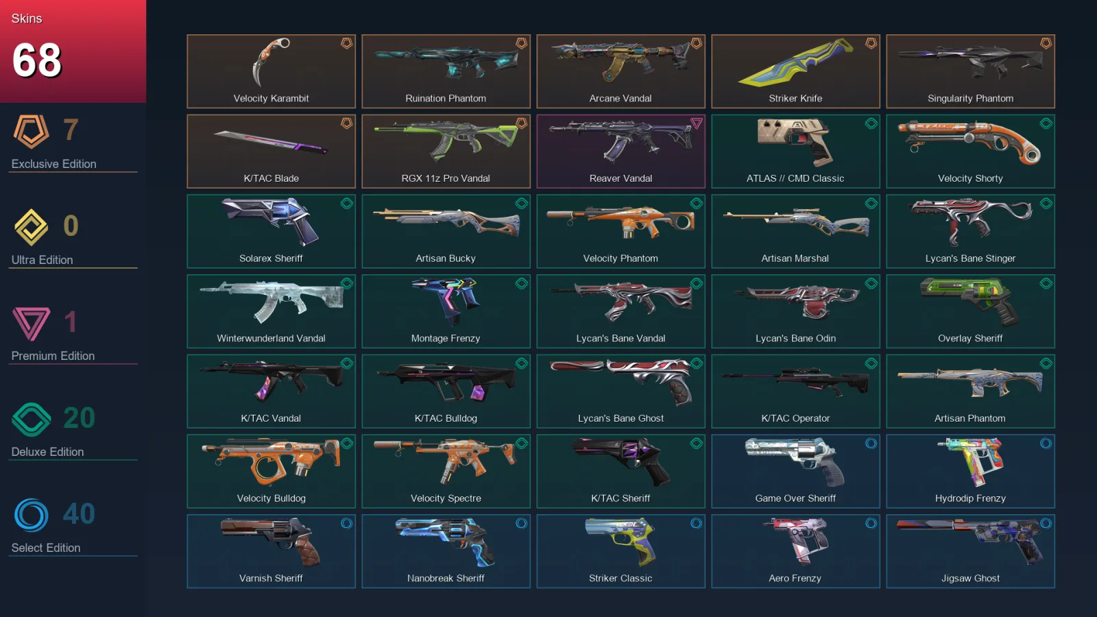 EU | Lv245 | Unranked | 68 Skin | 28 Agent | 117 Buddy — Valorant account