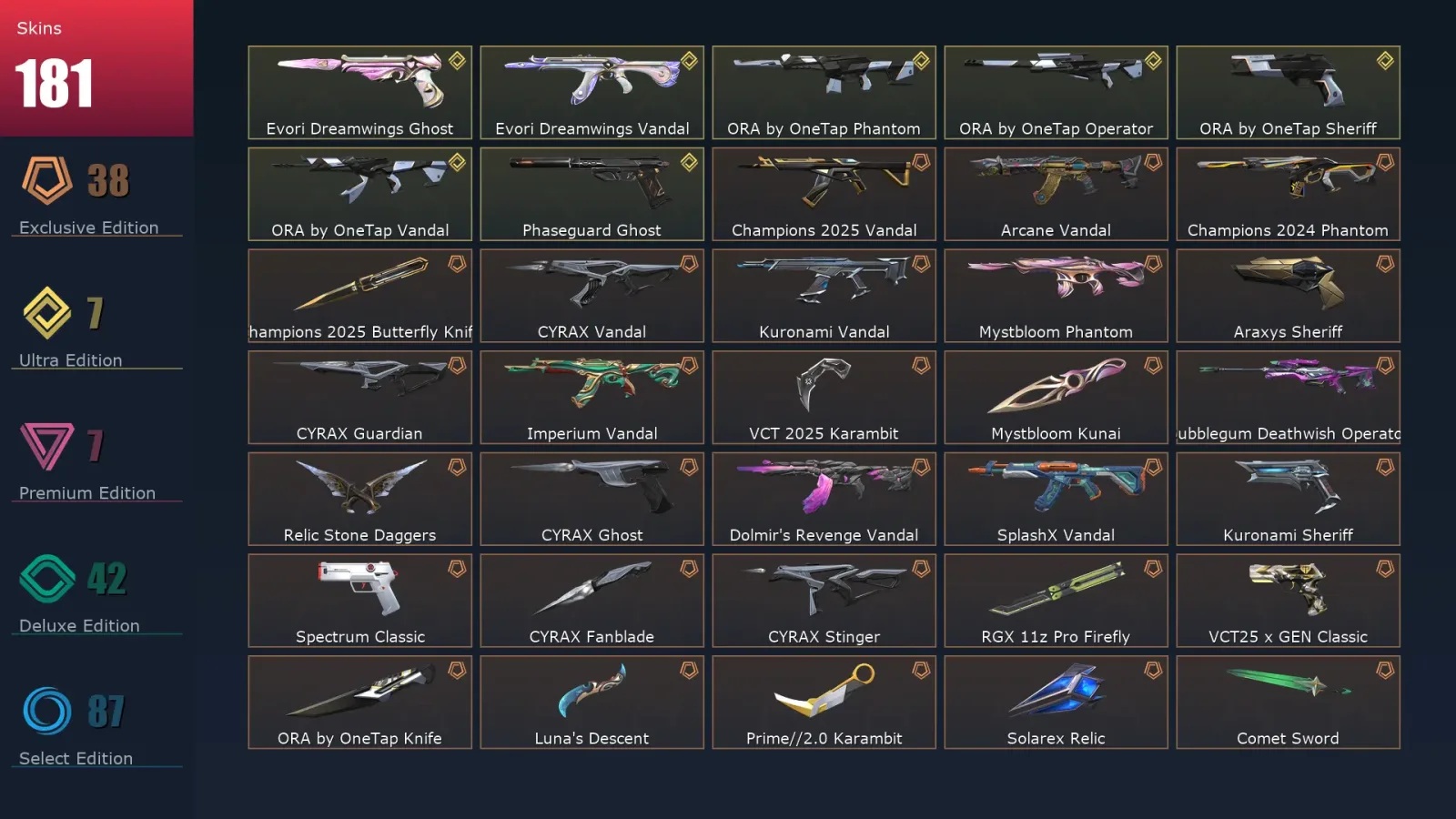 [Valorant] | EU | Level 232 | 29 Agents | 181 Skins — Valorant account