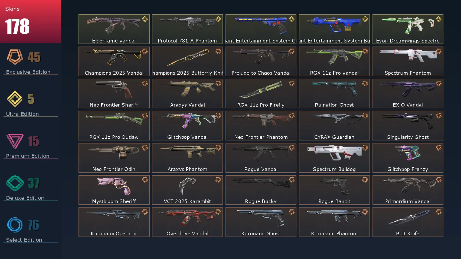 [Valorant] | EU | Level 364 | 29 Agents | 178 Skins