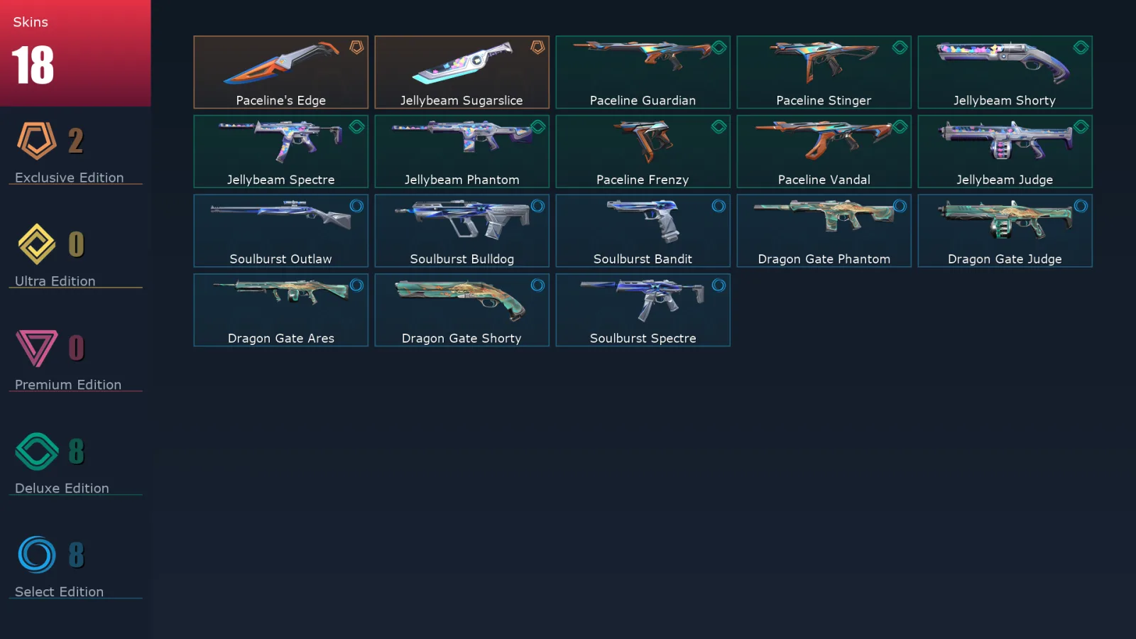 [Valorant] | EU | Level 37 | Platinum 2 | 11 Agents | 18 Skins