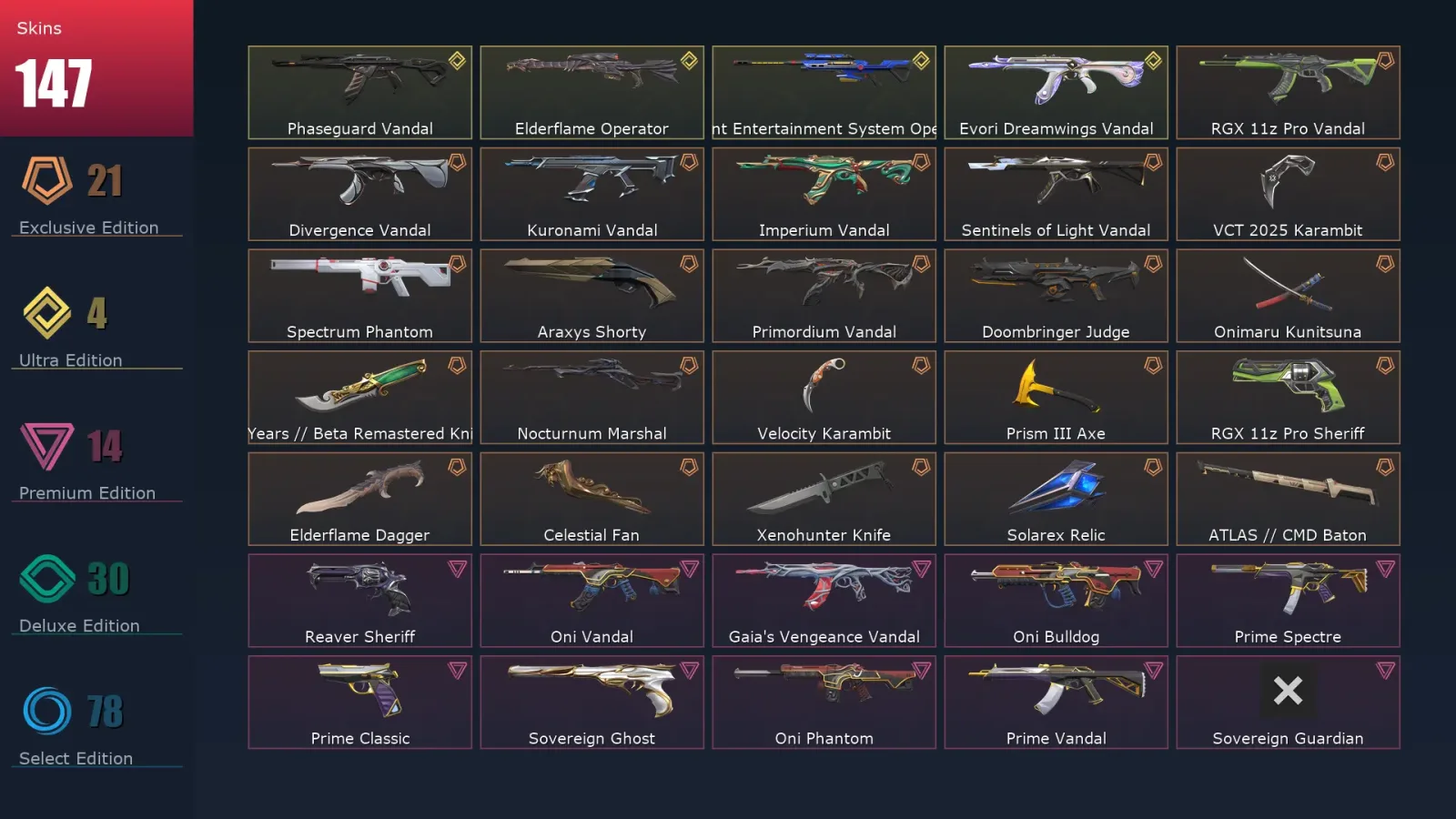 [Valorant] | EU | Level 500 | 27 Agents | 147 Skins — Valorant account
