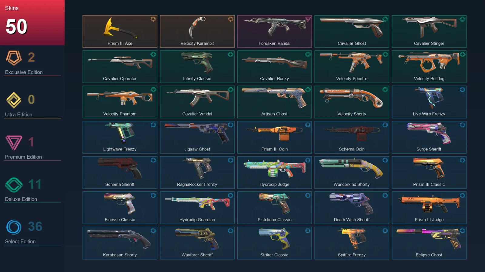 AP | Lv294 | Unranked | 50 Skin | 22 Agent | 96 Buddy