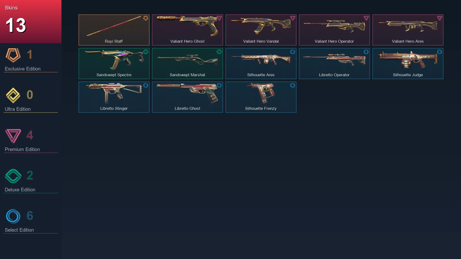 AP | Lv41 | Unranked | 13 Skin | 14 Agent | 21 Buddy