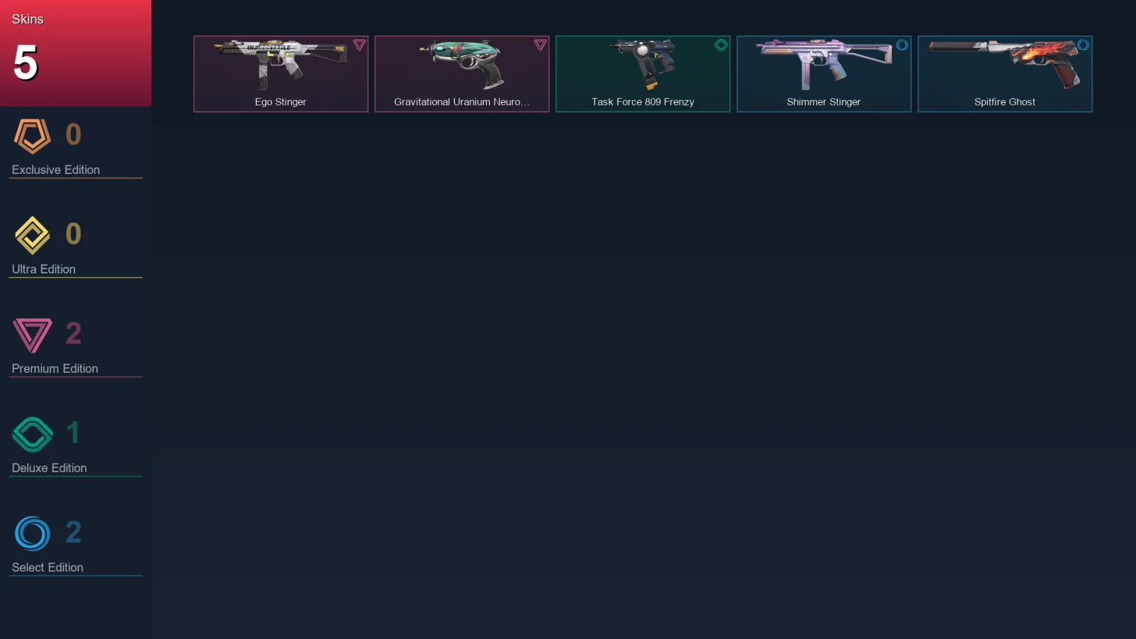 EU | Lv9 | Unranked | 5 Skin | 7 Agent | 5 Buddy — Spitfire Ghost