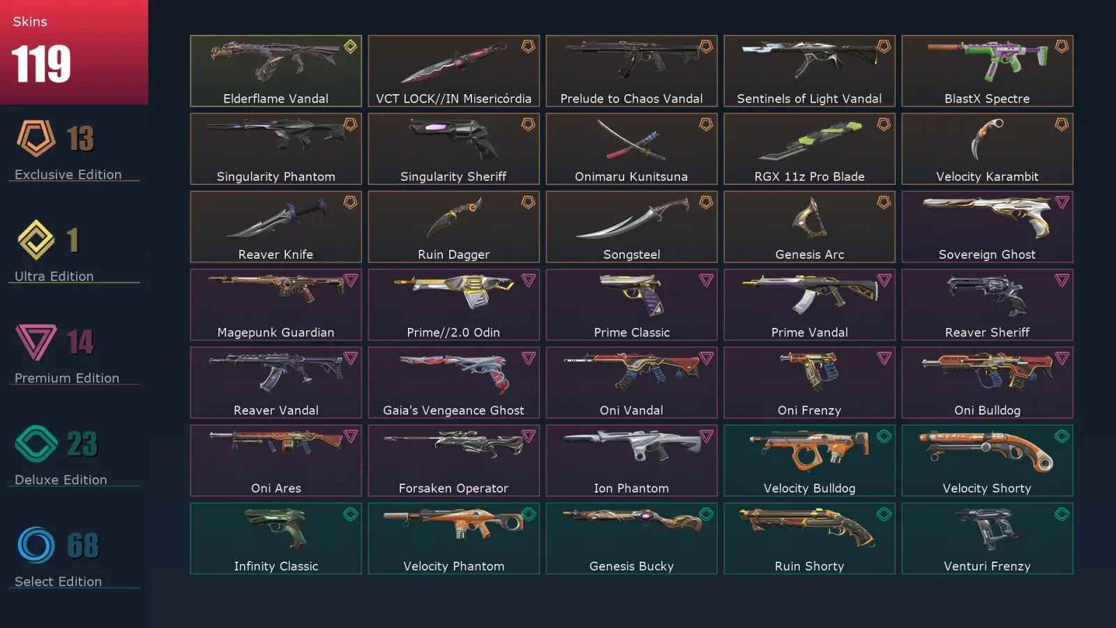 [Valorant] | EU | Level 242 | Platinum 1 | 29 Agents | 119 Skins — Valorant account