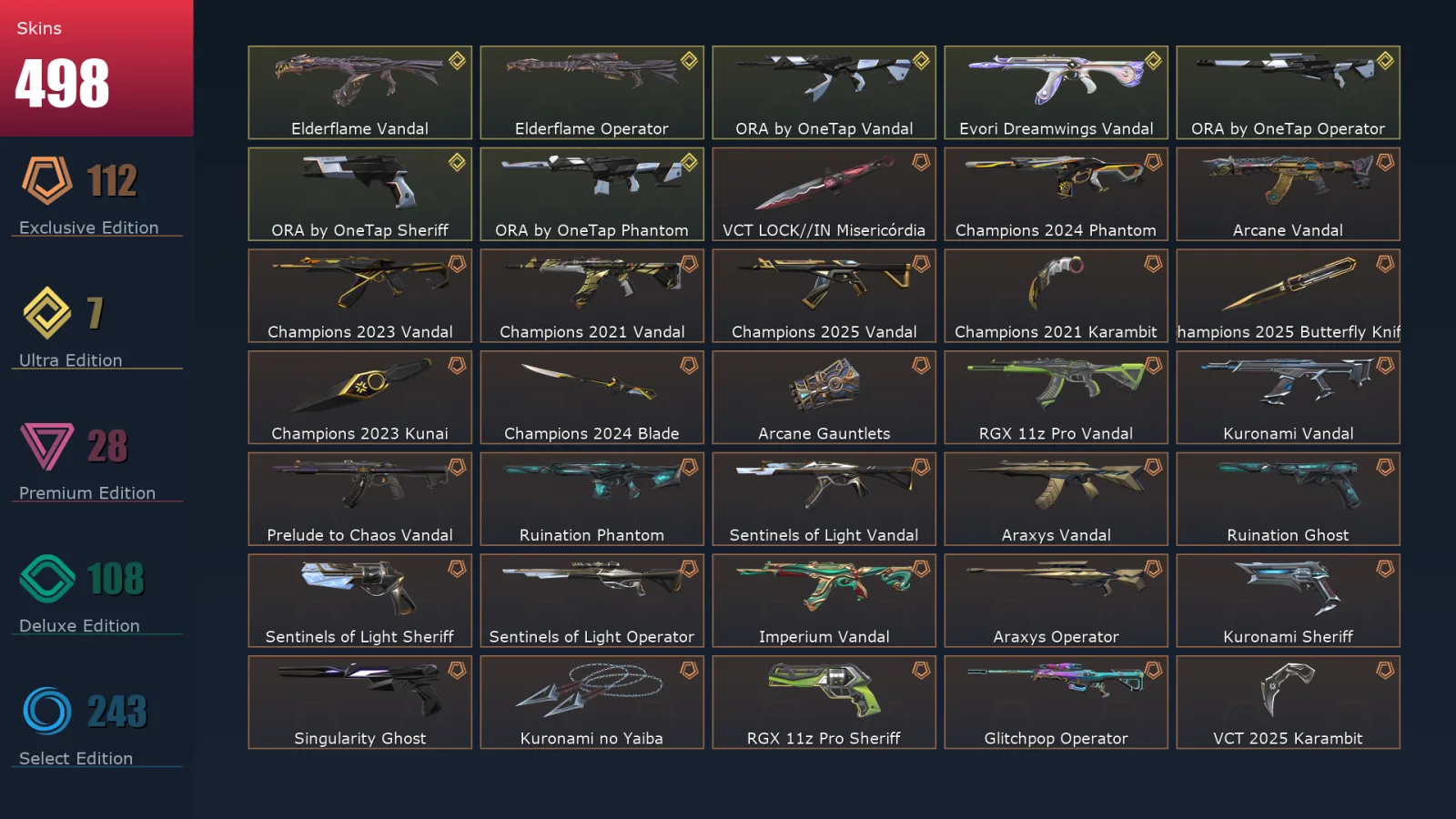 [Valorant] | EU | Level 498 | 28 Agents | 498 Skins