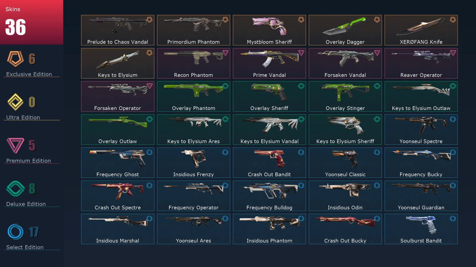 [Valorant] | EU | Level 68 | 22 Agents | 36 Skins