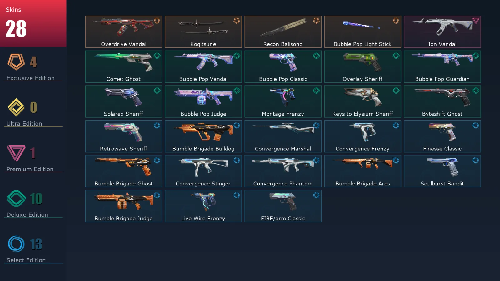[Valorant] | EU | Level 187 | Ascendant 2 | 29 Agents | 28 Skins
