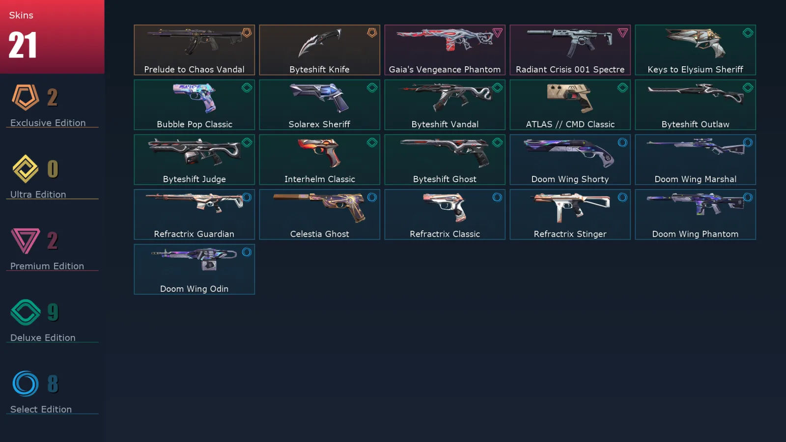 [Valorant] | EU | Level 160 | Silver 1 | 29 Agents | 21 Skins