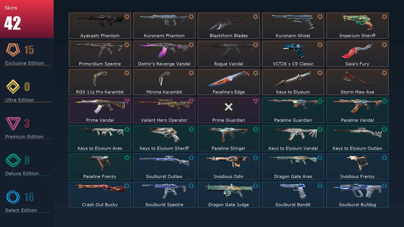 [Valorant] | EU | Level 72 | 24 Agents | 42 Skins — Valorant account