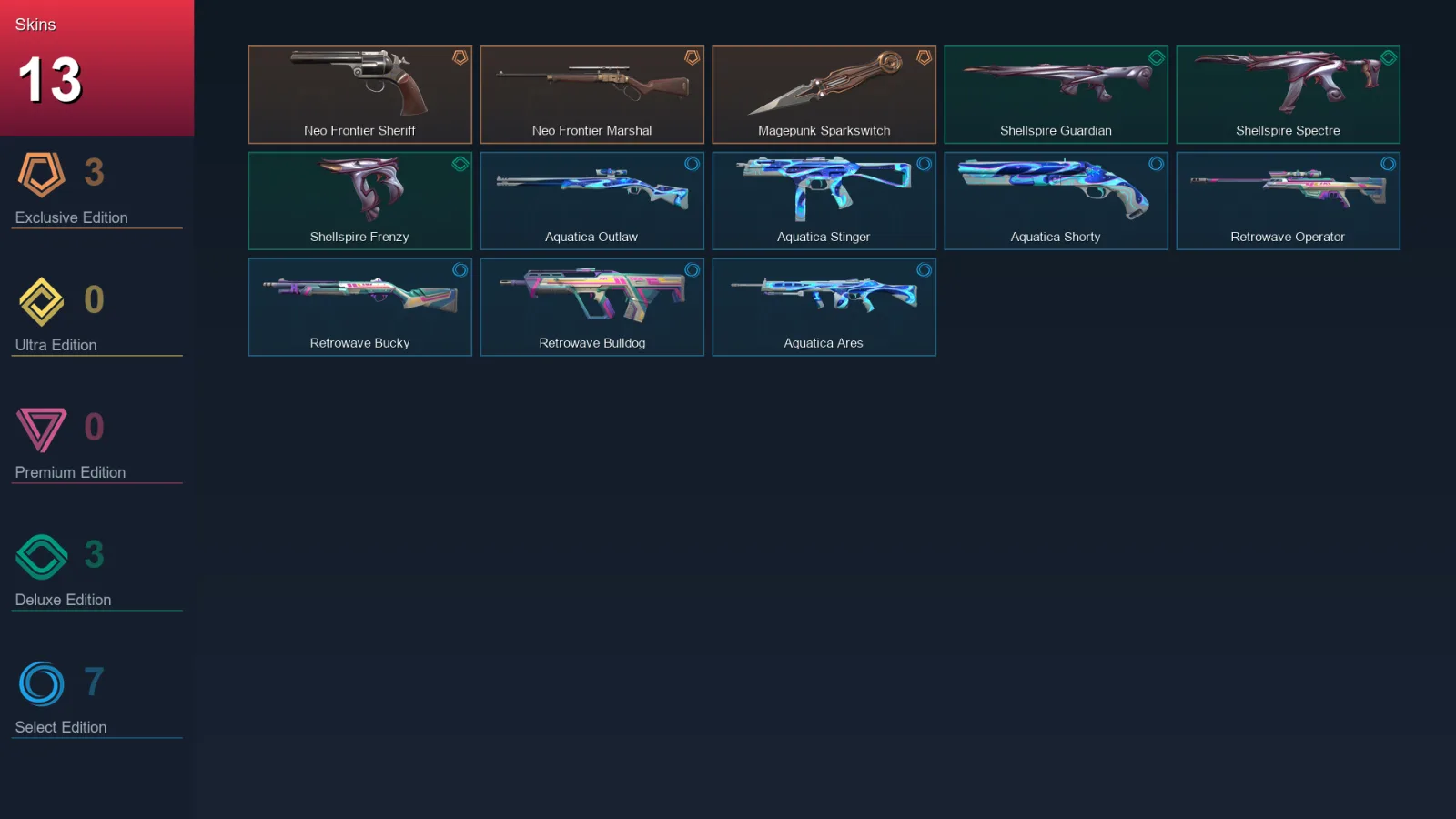 AP | Lv22 | Unranked | 13 Skin | 9 Agent | 10 Buddy