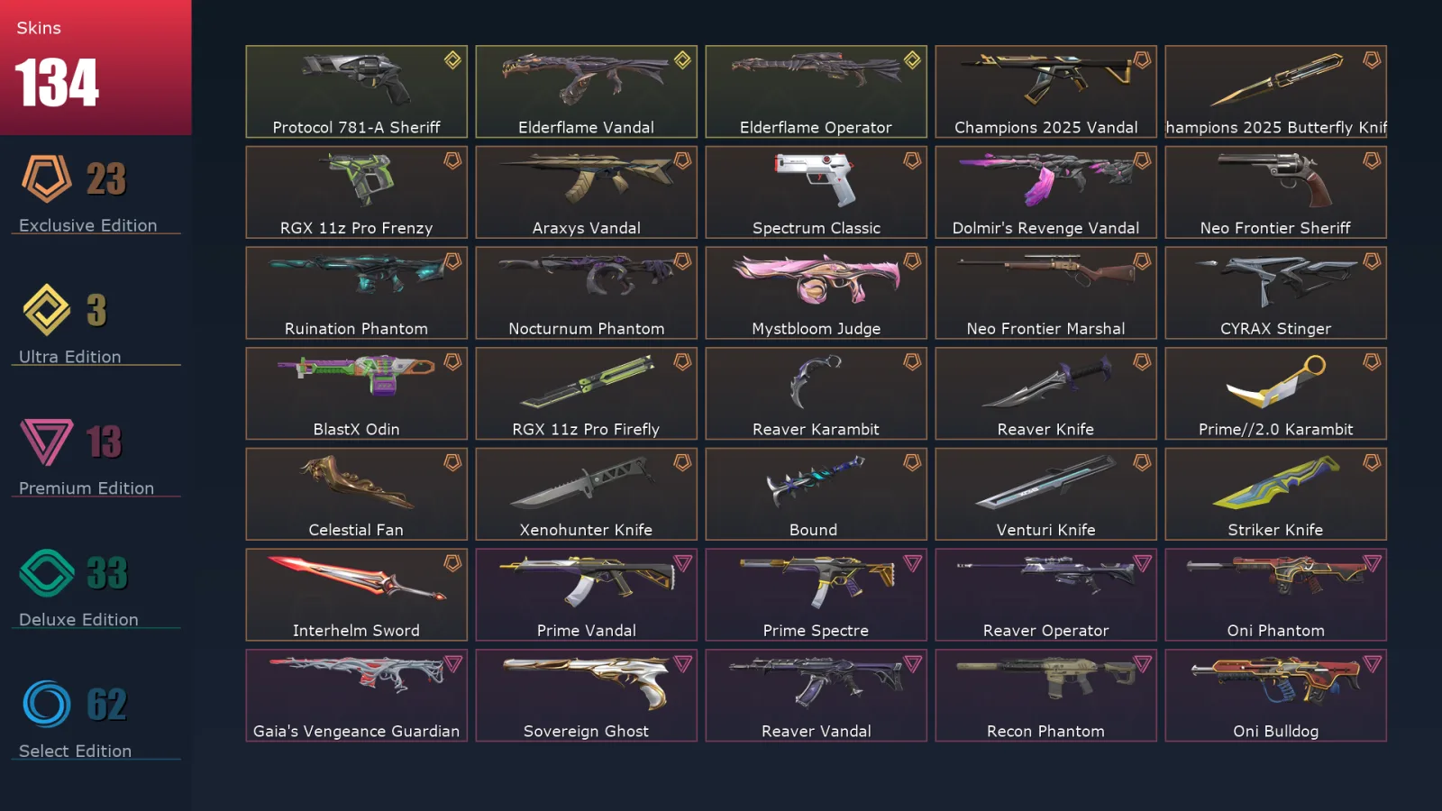 [Valorant] | EU | Level 334 | 29 Agents | 134 Skins