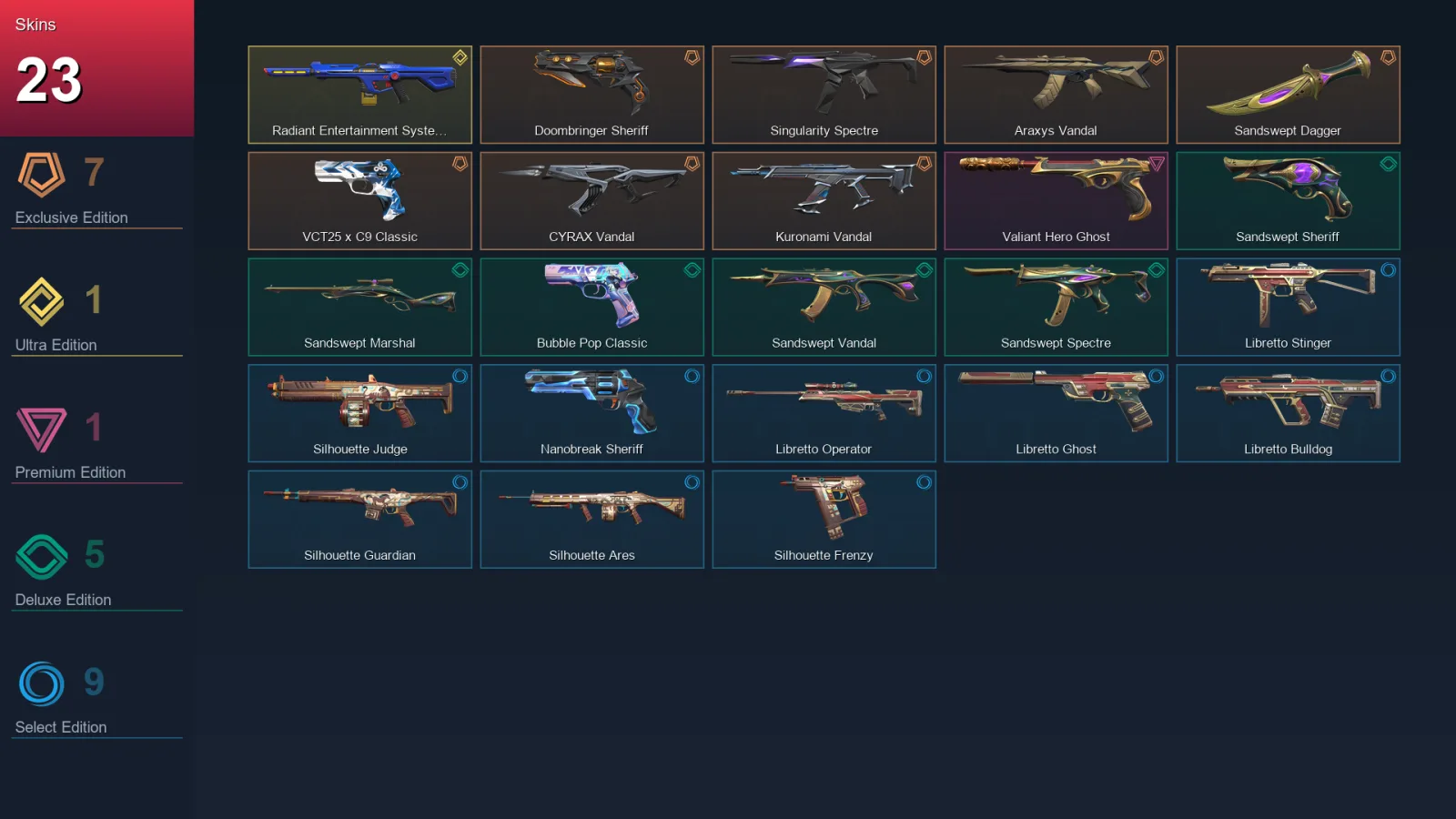 EU | Lv118 | Unranked | 23 Skin | 27 Agent | 50 Buddy