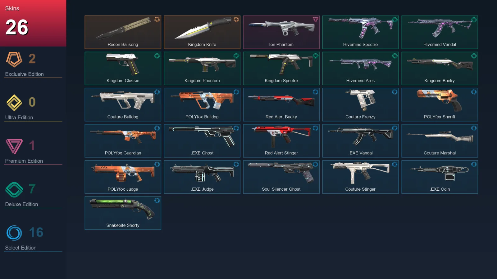 NA | Lv87 | Unranked | 26 Skin | 29 Agent | 59 Buddy